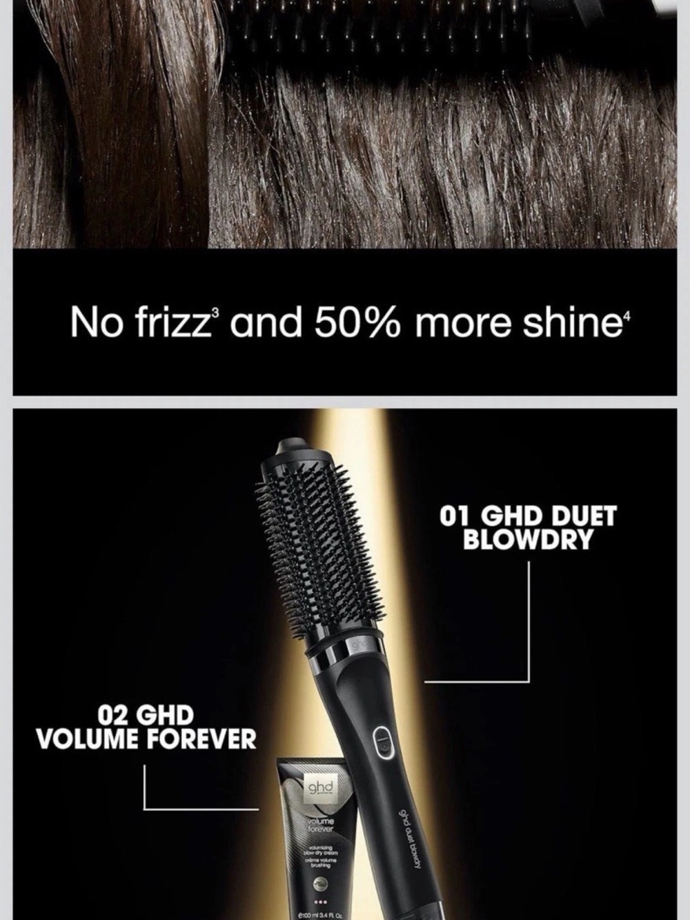 ghd Black Heated Round Styling Brush with Heat-Resistant Bag